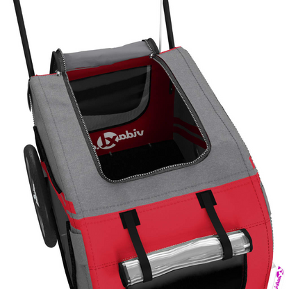 vidaXL Pet Bike Trailer Red and Gray Oxford Fabric and Iron