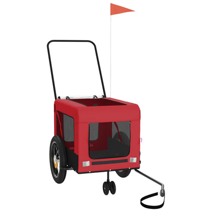 vidaXL Pet Bike Trailer Red and Black Oxford Fabric and Iron