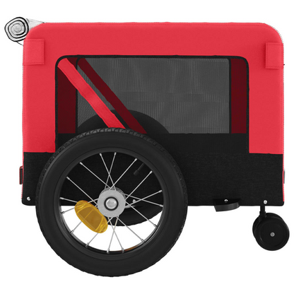 vidaXL Pet Bike Trailer Red and Black Oxford Fabric and Iron