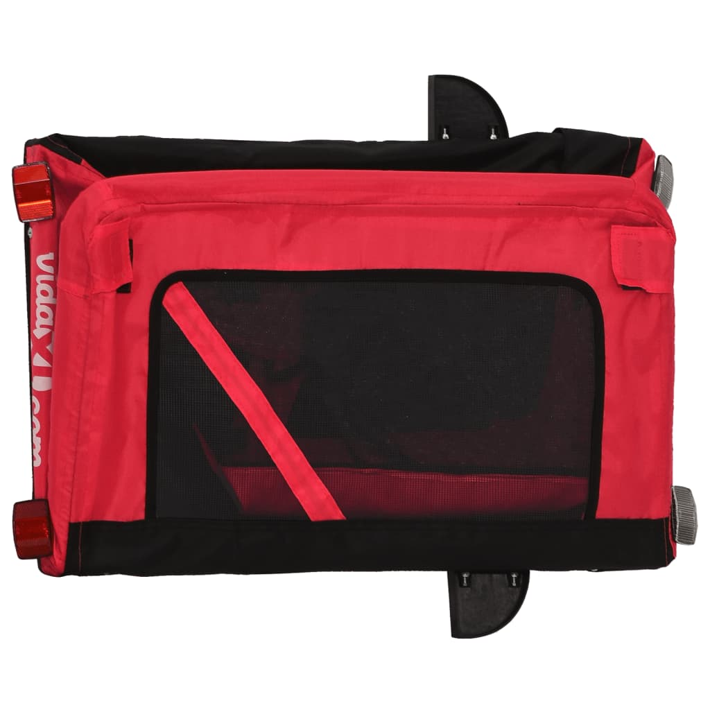 vidaXL Pet Bike Trailer Red and Black Oxford Fabric and Iron