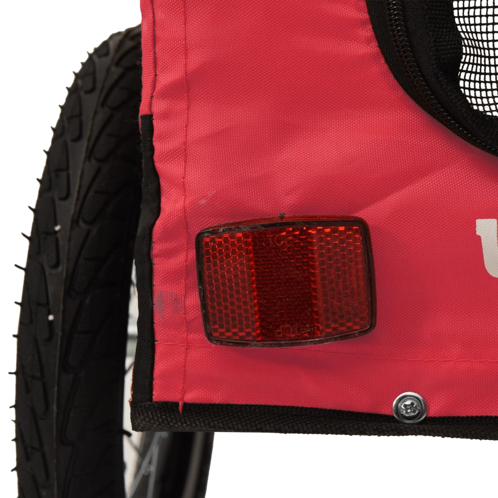 vidaXL Pet Bike Trailer Red and Black Oxford Fabric and Iron