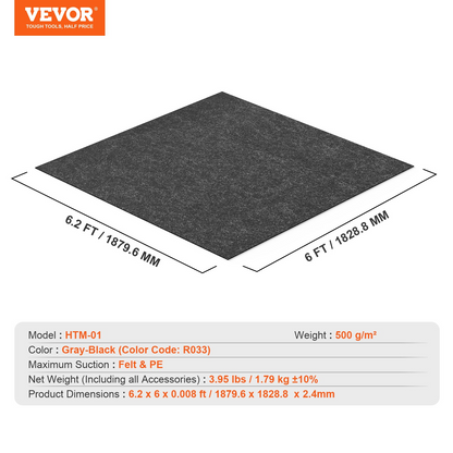 VEVOR 74 x 72 Inch Hot Tub Mat, Extra Large Inflatable Hot Tub Pad, Waterproof Slip-Proof Backing, Absorbent Spa Pool Ground Base Flooring Protector Mat Reusable Outdoor & Indoor, Also For Car Repair