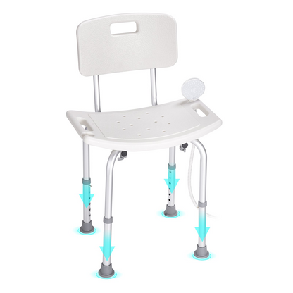 VEVOR Shower Chair, Shower Seat with Back, Adjustable Height Shower Stool, Shower Chair for Inside Shower Bathtub, Non-slip Bathroom Bench Bath Chair for Elderly Disabled Handicap, 350 lbs Capacity