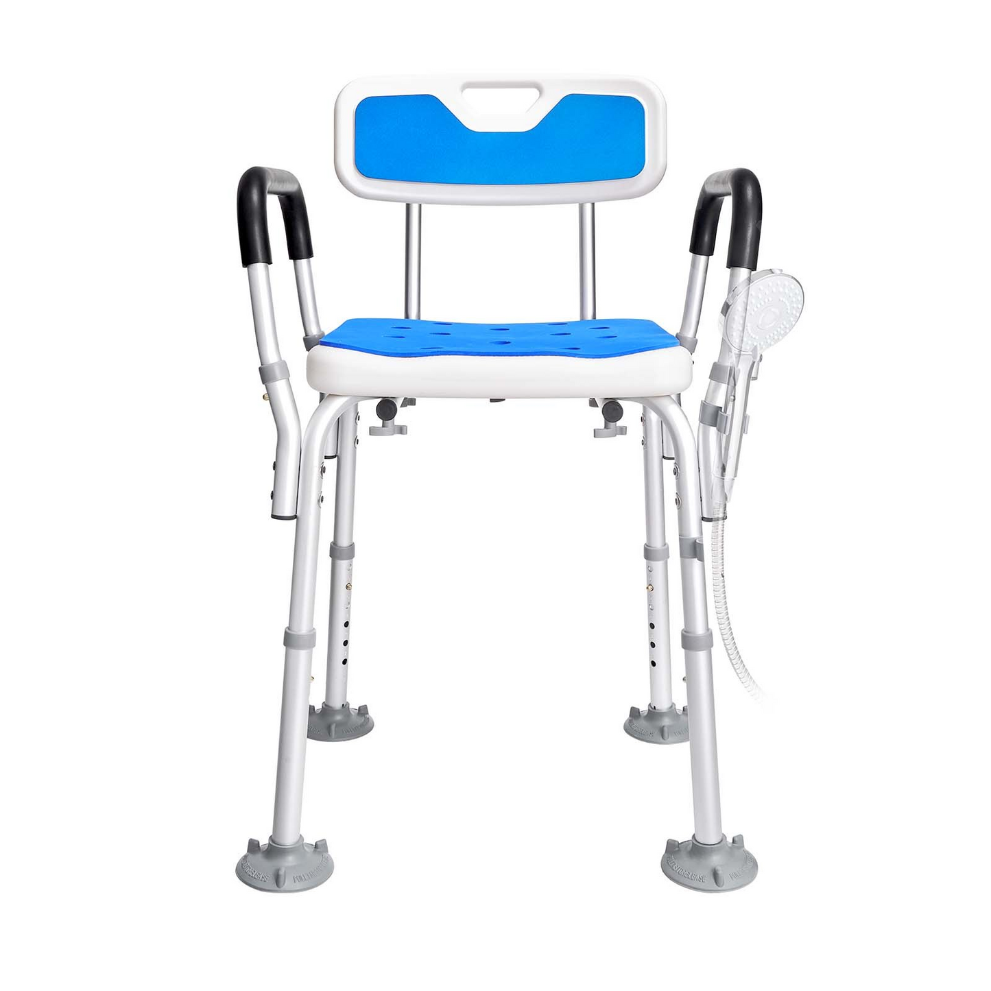 VEVOR Shower Chair Seat with Padded Arms and Back, Shower Stool with Suction Feet, Shower Chair for Inside Shower Bathtub, Adjustable Height Bench Bath Chair for Elderly Disabled, 400 lbs Capacity