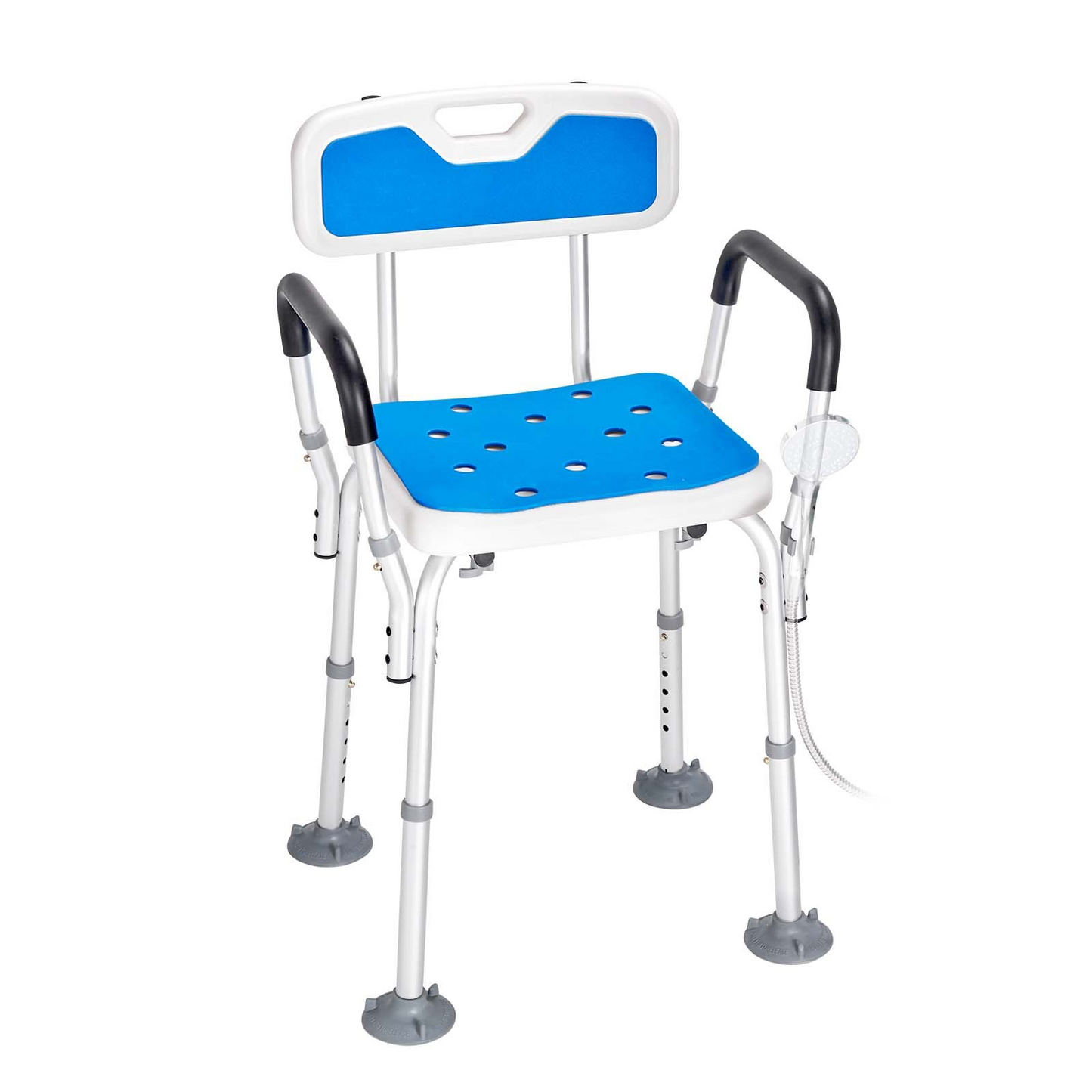 VEVOR Shower Chair Seat with Padded Arms and Back, Shower Stool with Suction Feet, Shower Chair for Inside Shower Bathtub, Adjustable Height Bench Bath Chair for Elderly Disabled, 400 lbs Capacity