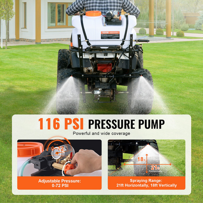 VEVOR ATV Spot Sprayer, 15.9 Gal/60 L ATV/UTV Broadcast Sprayer with A Nozzle Boom, 12 V Pump Weed Sprayer with Water Tank, 1.9 GPM Flow Rate, Adjustable 0-72 PSI, 20FT Hose, White