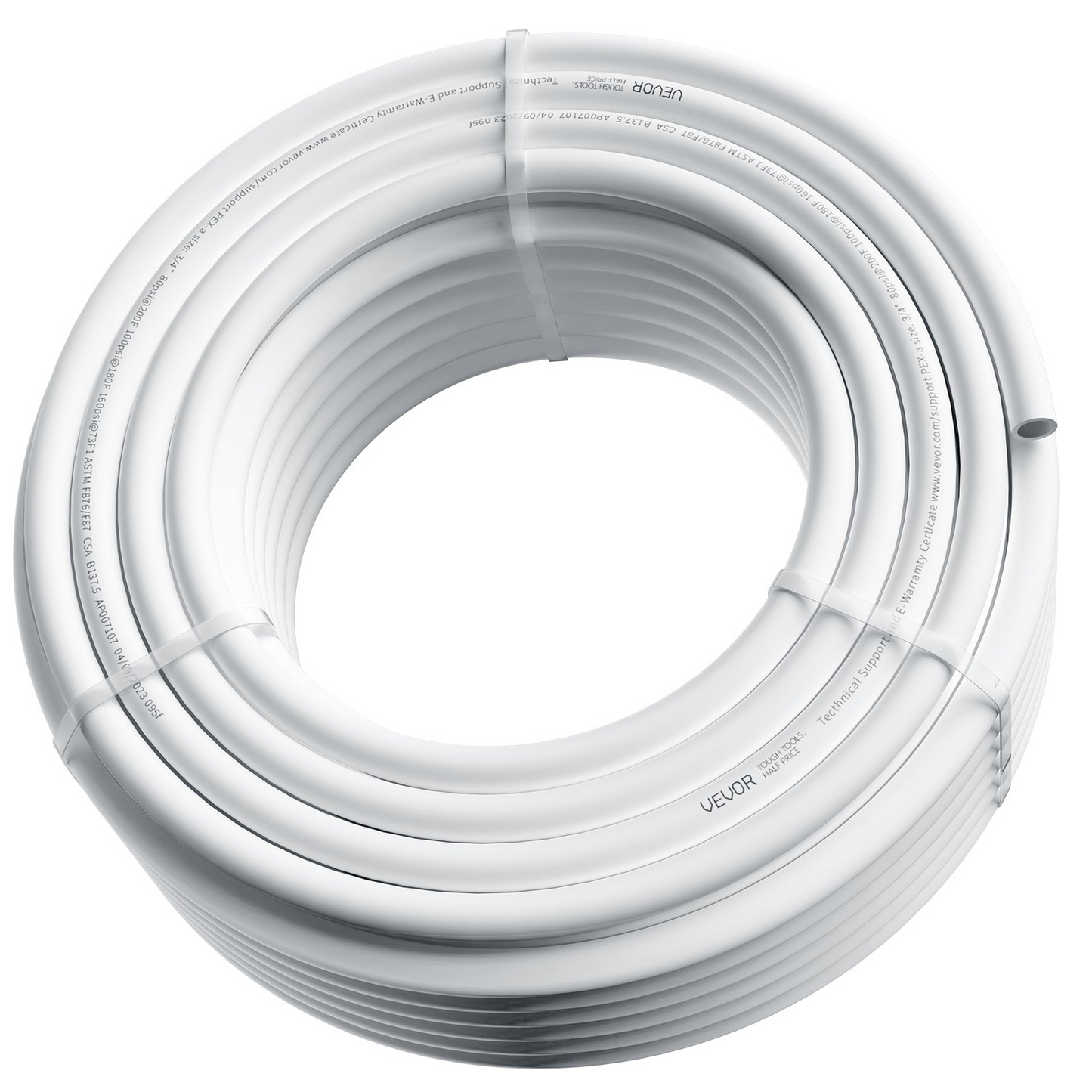 VEVOR PEX Pipe 3/4 Inch, 100 Feet Length PEX-A Flexible Pipe Tubing for Potable Water, Pex Water Lines for Hot/Cold Water & Easily Restore, Plumbing Applications with Free Cutter,White