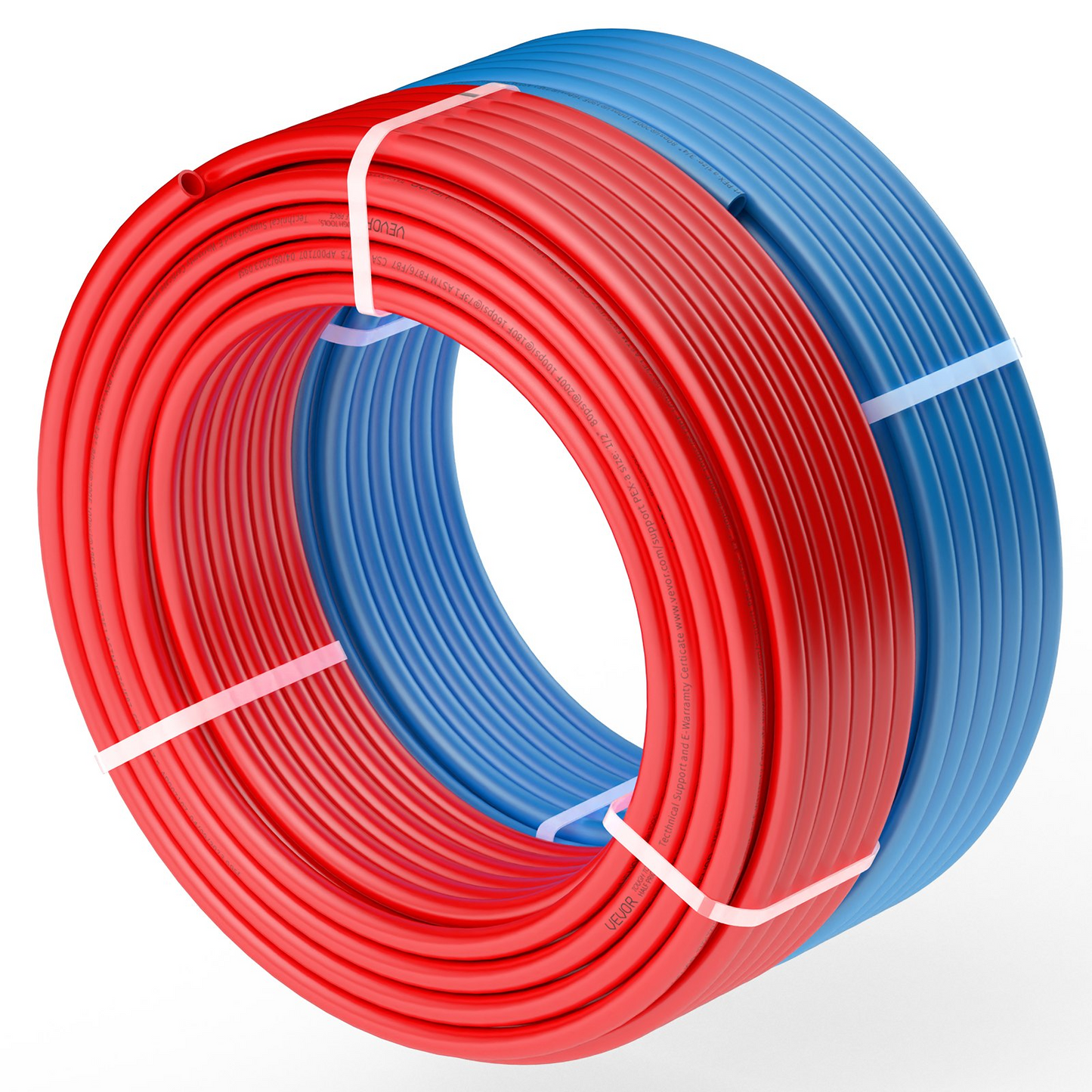 VEVOR PEX Pipe 1/2 Inch, 2 x 100 Feet Length PEX-A Flexible Pipe Tubing for Potable Water, Pex Water Lines for Hot/Cold Water & Easily Restore, Plumbing Applications with Free Cutter, Blue & Red