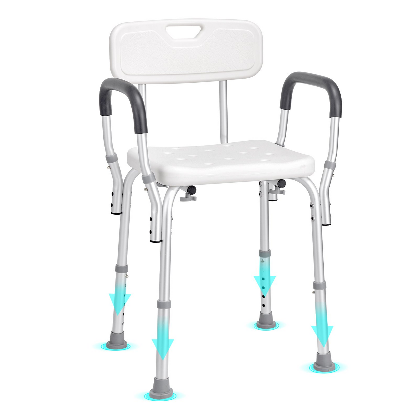 VEVOR Shower Chair, Shower Seat with Back, Adjustable Height Shower Stool, Shower Chair for Inside Shower Bathtub, Non-slip Bathroom Bench Bath Chair for Elderly Disabled Handicap, 350 LBS Capacity