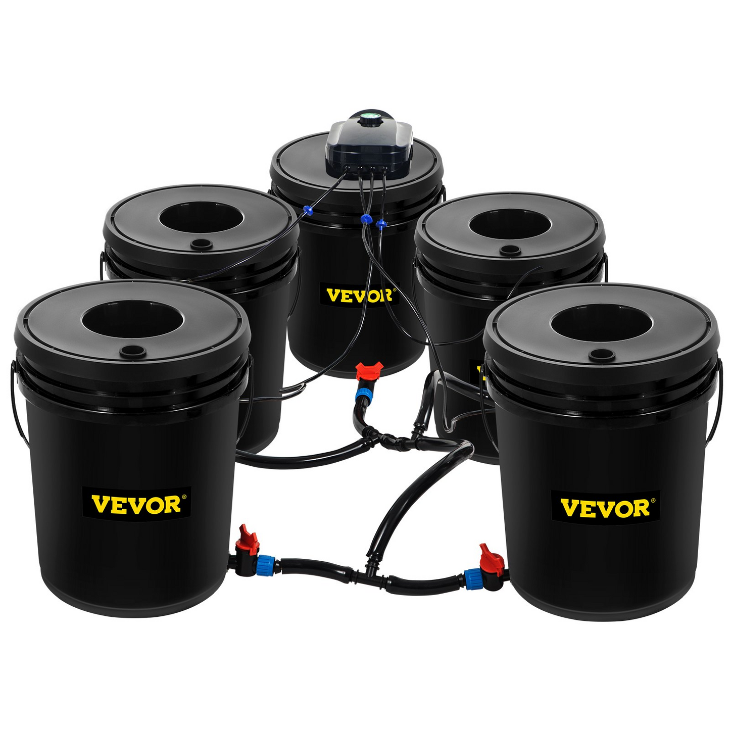 VEVOR Hydroponics Deep Water Culture DWC Hydroponic System 5 Gallon 5 Buckets