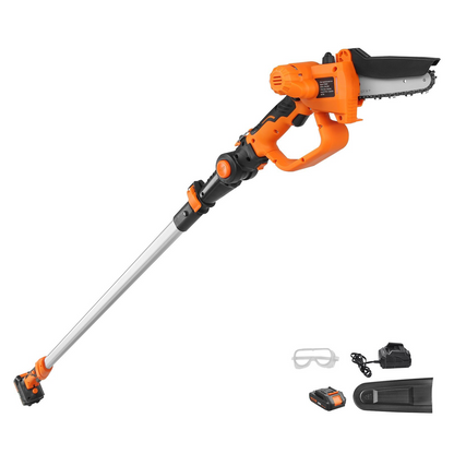 VEVOR 2-in-1 Cordless Pole Saw & Mini Chainsaw, 20V 2Ah Battery Pole Chainsaw, 5" Cutting Capacity 8 ft Reach Pole Saw for Branch Cutting & Tree Trimming (Battery and Blade Cover Included)