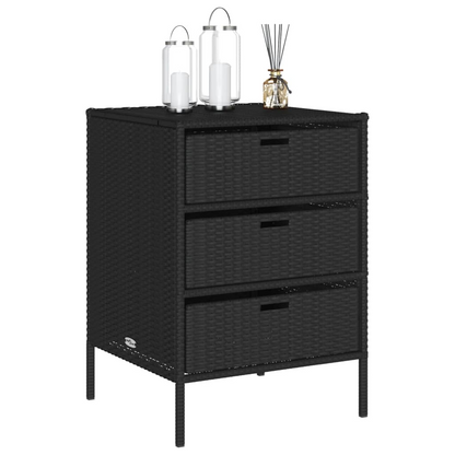 vidaXL Patio Storage Cabinet Black 21.7"x23.2"x31.5" Poly Rattan