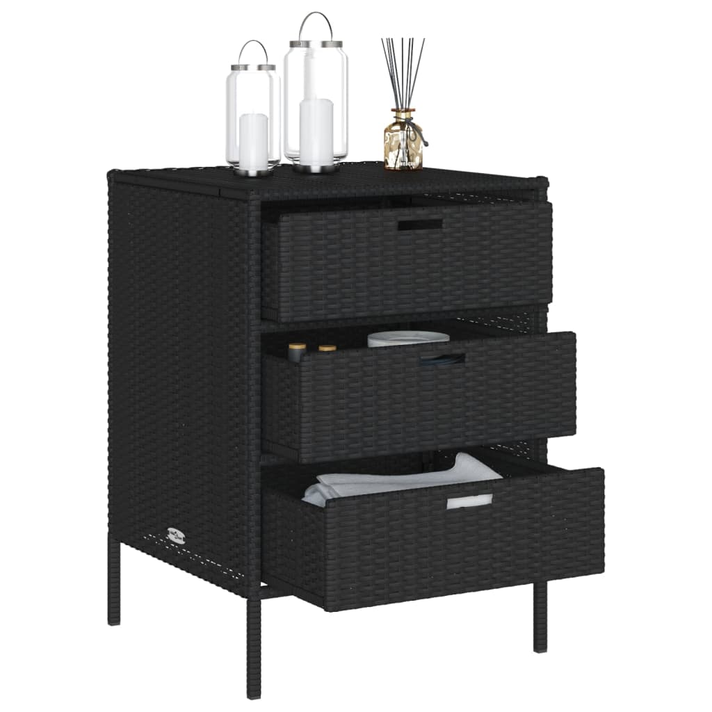 vidaXL Patio Storage Cabinet Black 21.7"x23.2"x31.5" Poly Rattan