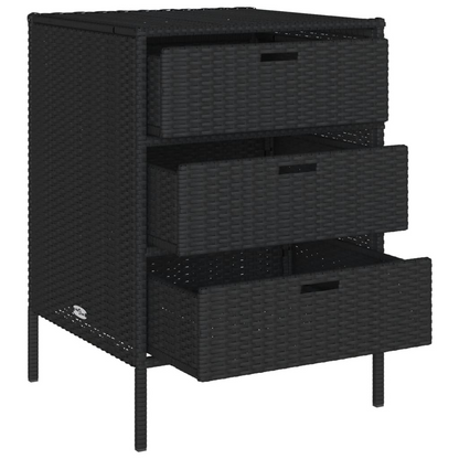 vidaXL Patio Storage Cabinet Black 21.7"x23.2"x31.5" Poly Rattan