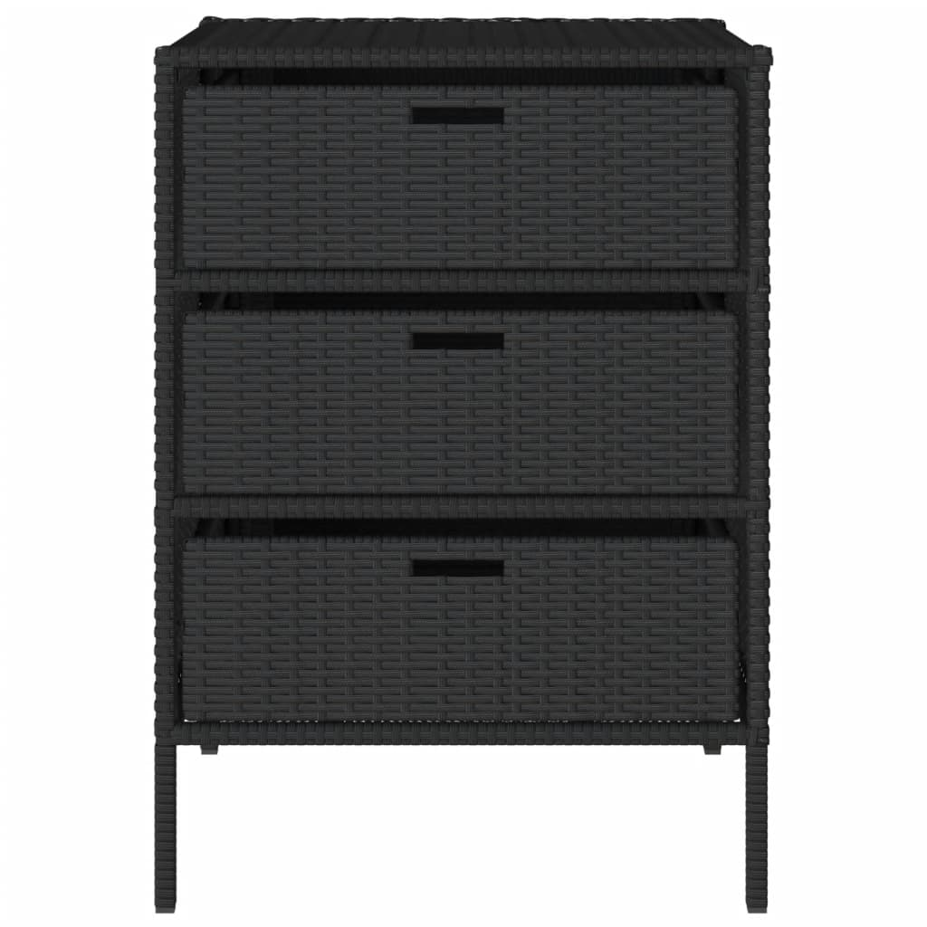 vidaXL Patio Storage Cabinet Black 21.7"x23.2"x31.5" Poly Rattan