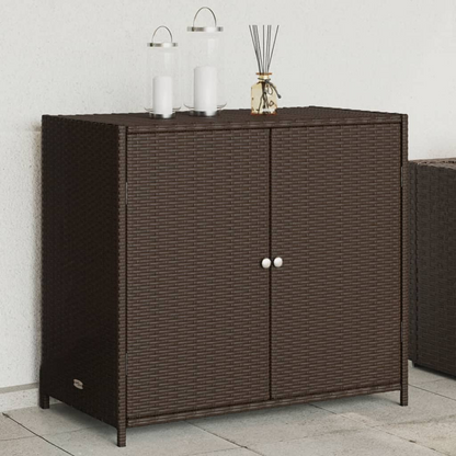 vidaXL Patio Storage Cabinet Brown 32.7"x17.7"x29.9" Poly Rattan