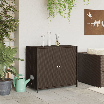 vidaXL Patio Storage Cabinet Brown 32.7"x17.7"x29.9" Poly Rattan