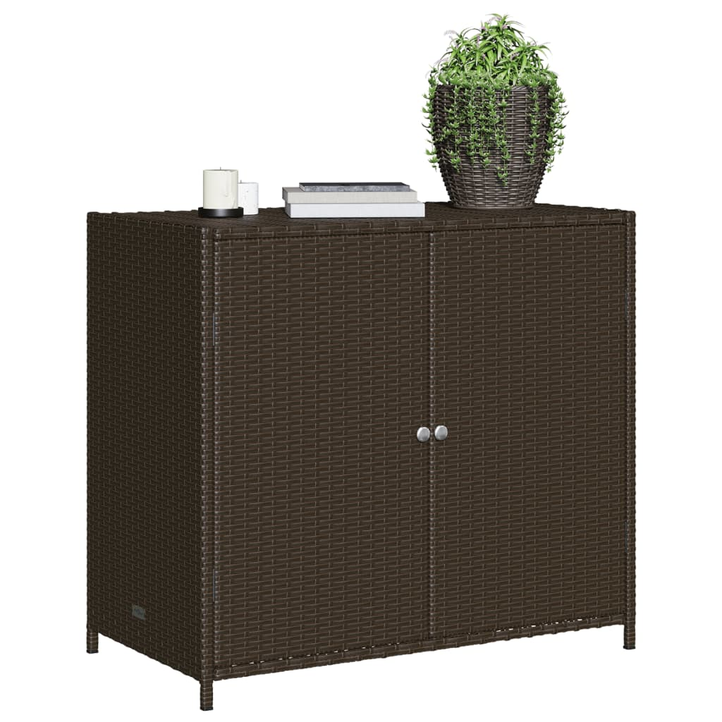 vidaXL Patio Storage Cabinet Brown 32.7"x17.7"x29.9" Poly Rattan