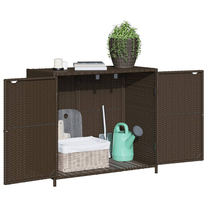 vidaXL Patio Storage Cabinet Brown 32.7"x17.7"x29.9" Poly Rattan