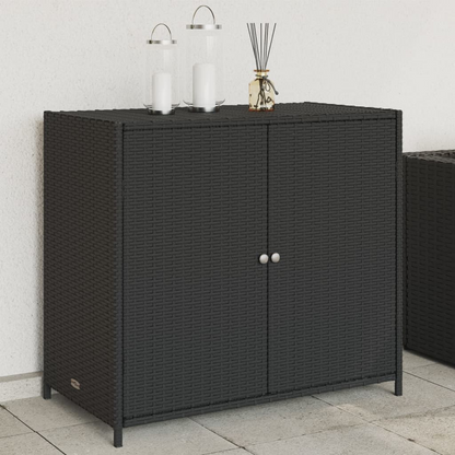 vidaXL Patio Storage Cabinet Black 32.7"x17.7"x29.9" Poly Rattan