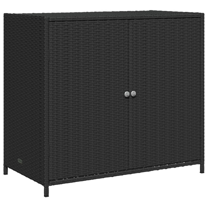 vidaXL Patio Storage Cabinet Black 32.7"x17.7"x29.9" Poly Rattan