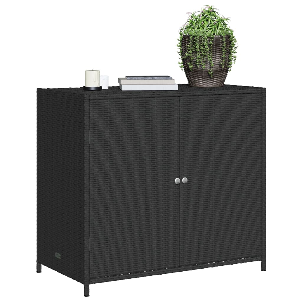 vidaXL Patio Storage Cabinet Black 32.7"x17.7"x29.9" Poly Rattan