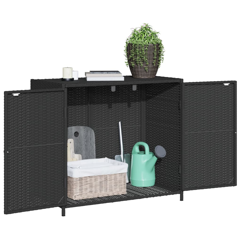 vidaXL Patio Storage Cabinet Black 32.7"x17.7"x29.9" Poly Rattan