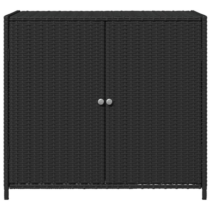 vidaXL Patio Storage Cabinet Black 32.7"x17.7"x29.9" Poly Rattan