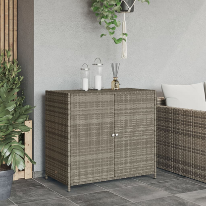 vidaXL Patio Storage Cabinet Gray 32.7"x17.7"x29.9" Poly Rattan