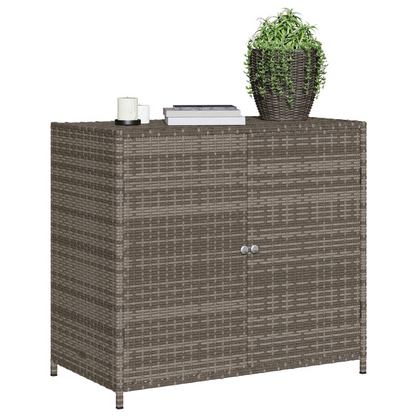 vidaXL Patio Storage Cabinet Gray 32.7"x17.7"x29.9" Poly Rattan