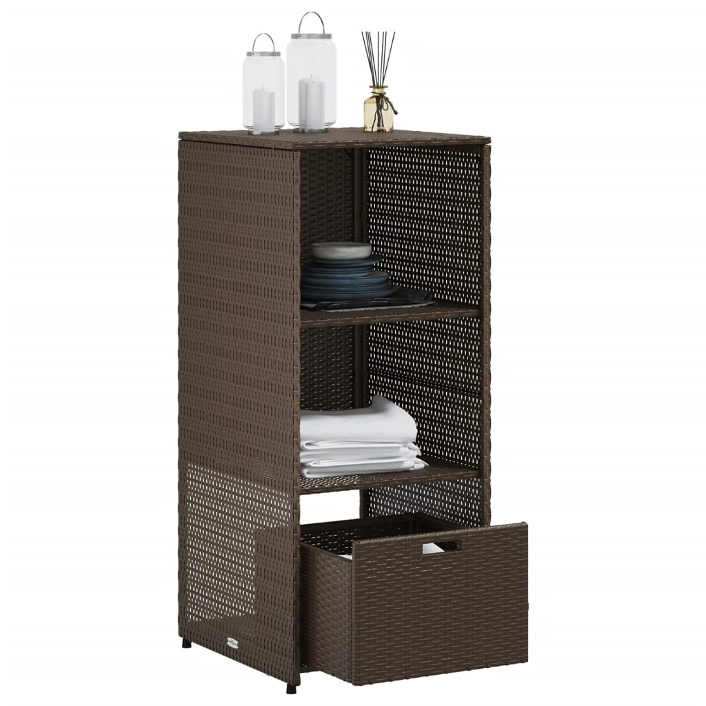 vidaXL Patio Storage Cabinet Brown 19.7"x21.7"x45.3" Poly Rattan