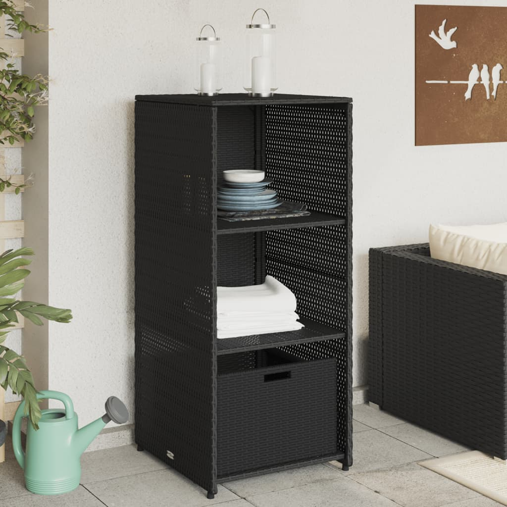 vidaXL Patio Storage Cabinet Black 19.7"x21.7"x45.3" Poly Rattan