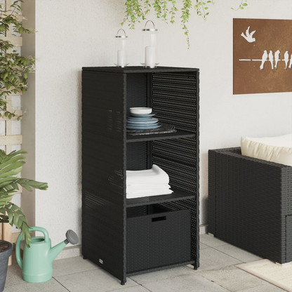 vidaXL Patio Storage Cabinet Black 19.7"x21.7"x45.3" Poly Rattan