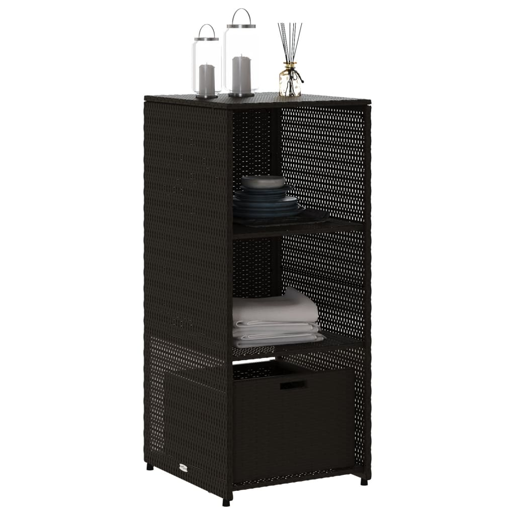 vidaXL Patio Storage Cabinet Black 19.7"x21.7"x45.3" Poly Rattan