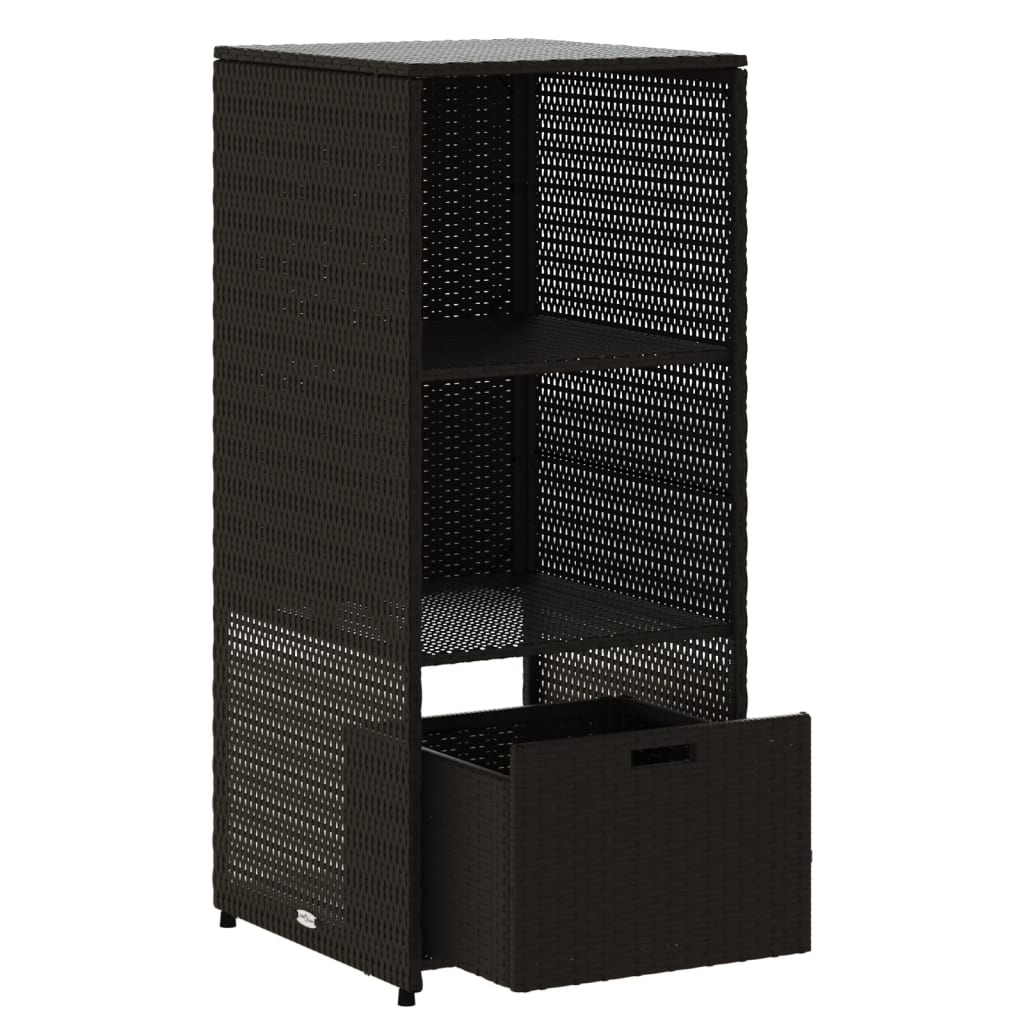 vidaXL Patio Storage Cabinet Black 19.7"x21.7"x45.3" Poly Rattan