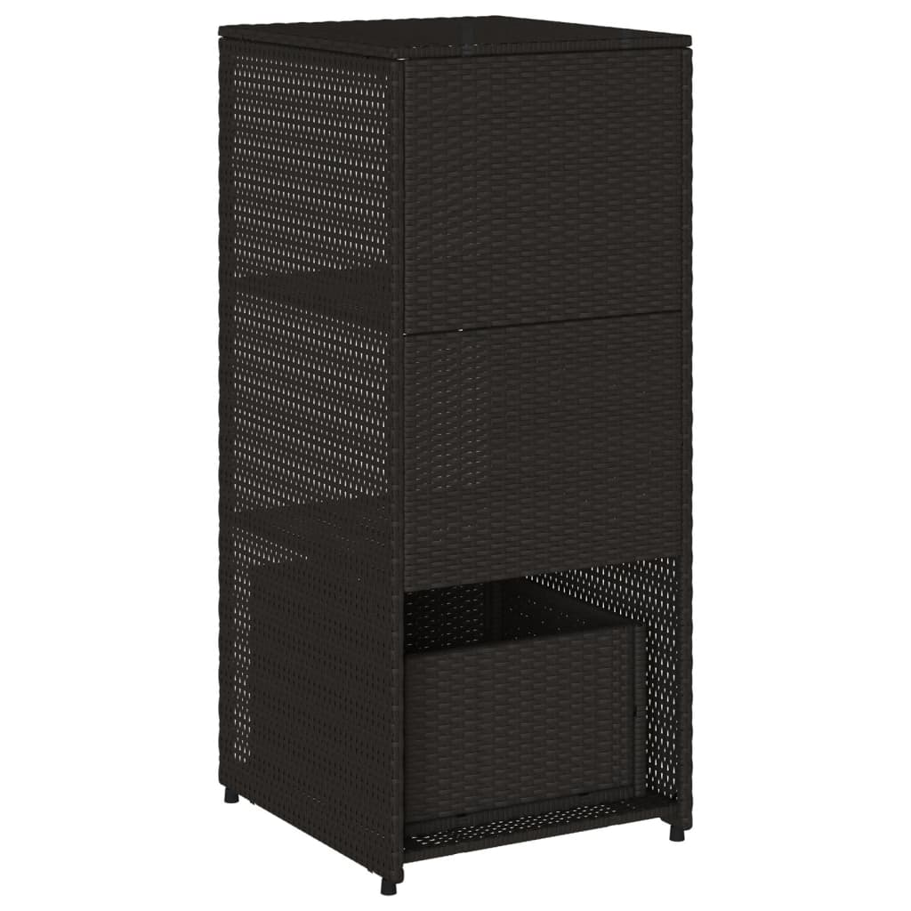 vidaXL Patio Storage Cabinet Black 19.7"x21.7"x45.3" Poly Rattan