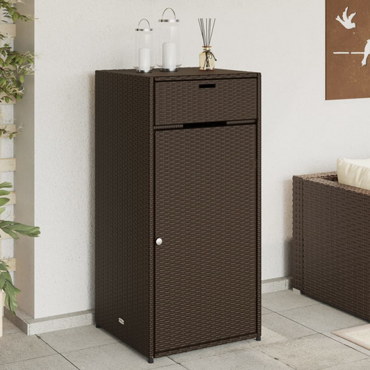 vidaXL Patio Storage Cabinet Brown 21.7"x21.7"x43.7" Poly Rattan