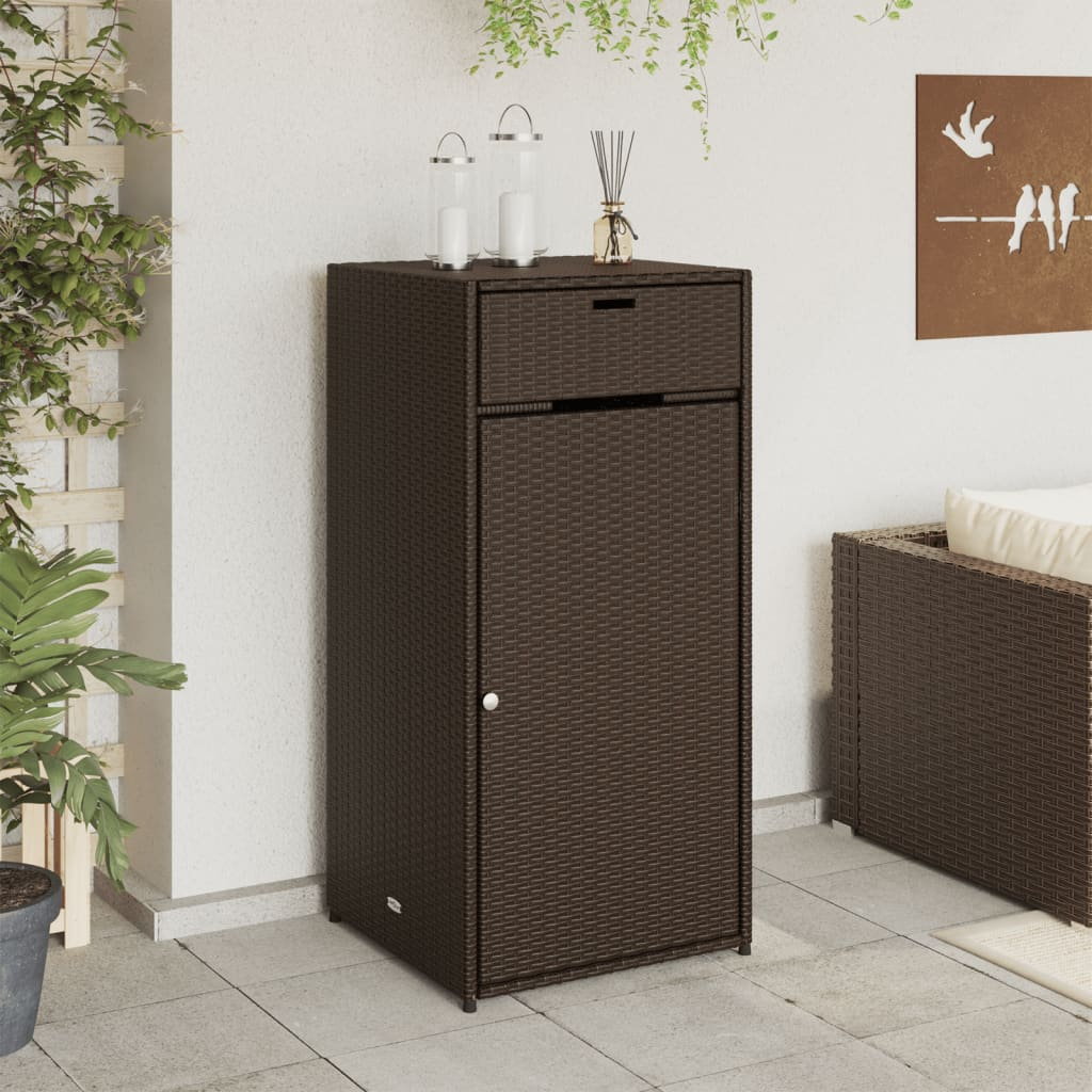 vidaXL Patio Storage Cabinet Brown 21.7"x21.7"x43.7" Poly Rattan