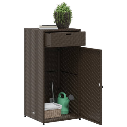 vidaXL Patio Storage Cabinet Brown 21.7"x21.7"x43.7" Poly Rattan