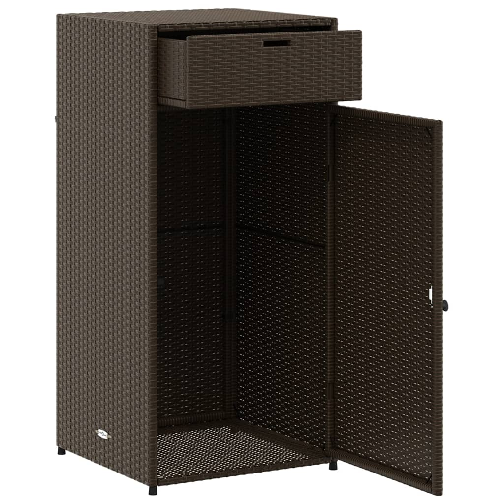 vidaXL Patio Storage Cabinet Brown 21.7"x21.7"x43.7" Poly Rattan