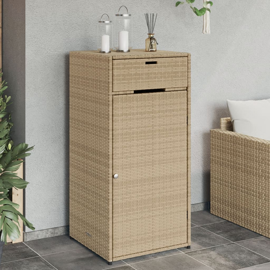 vidaXL Patio Storage Cabinet Beige 21.7"x21.7"x43.7" Poly Rattan