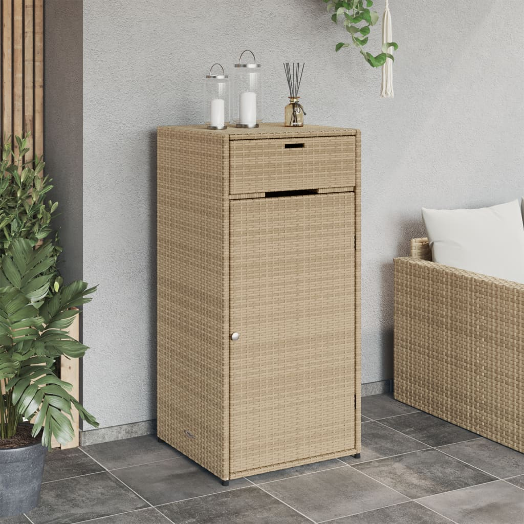 vidaXL Patio Storage Cabinet Beige 21.7"x21.7"x43.7" Poly Rattan