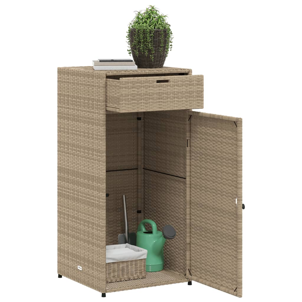 vidaXL Patio Storage Cabinet Beige 21.7"x21.7"x43.7" Poly Rattan