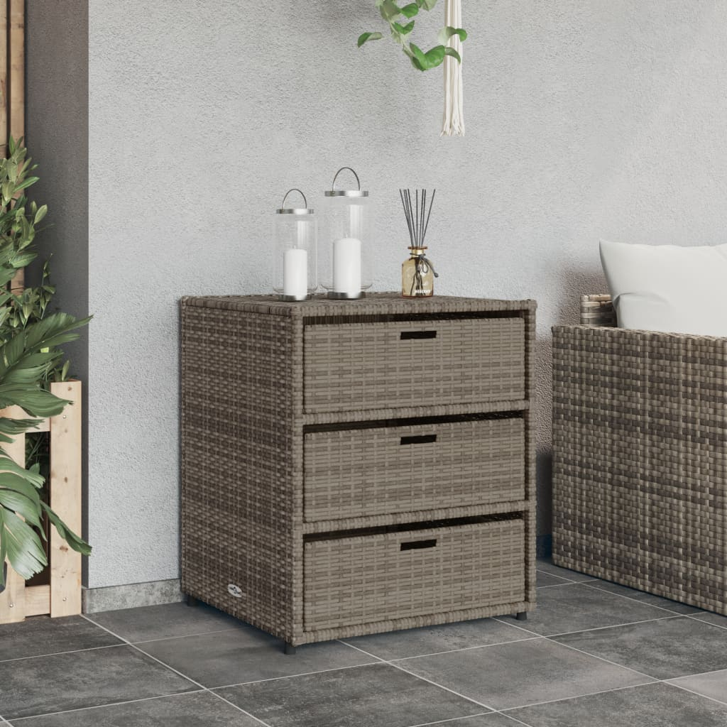 vidaXL Patio Storage Cabinet Gray 21.7"x23.2"x27.2" Poly Rattan