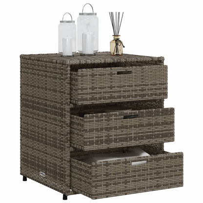 vidaXL Patio Storage Cabinet Gray 21.7"x23.2"x27.2" Poly Rattan