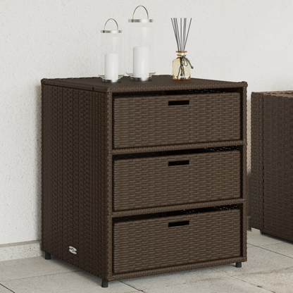 vidaXL Patio Storage Cabinet Brown 21.7"x23.2"x27.2" Poly Rattan