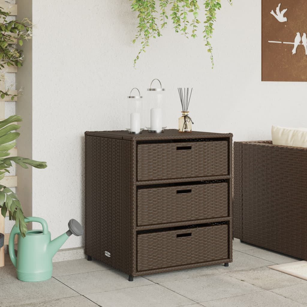 vidaXL Patio Storage Cabinet Brown 21.7"x23.2"x27.2" Poly Rattan