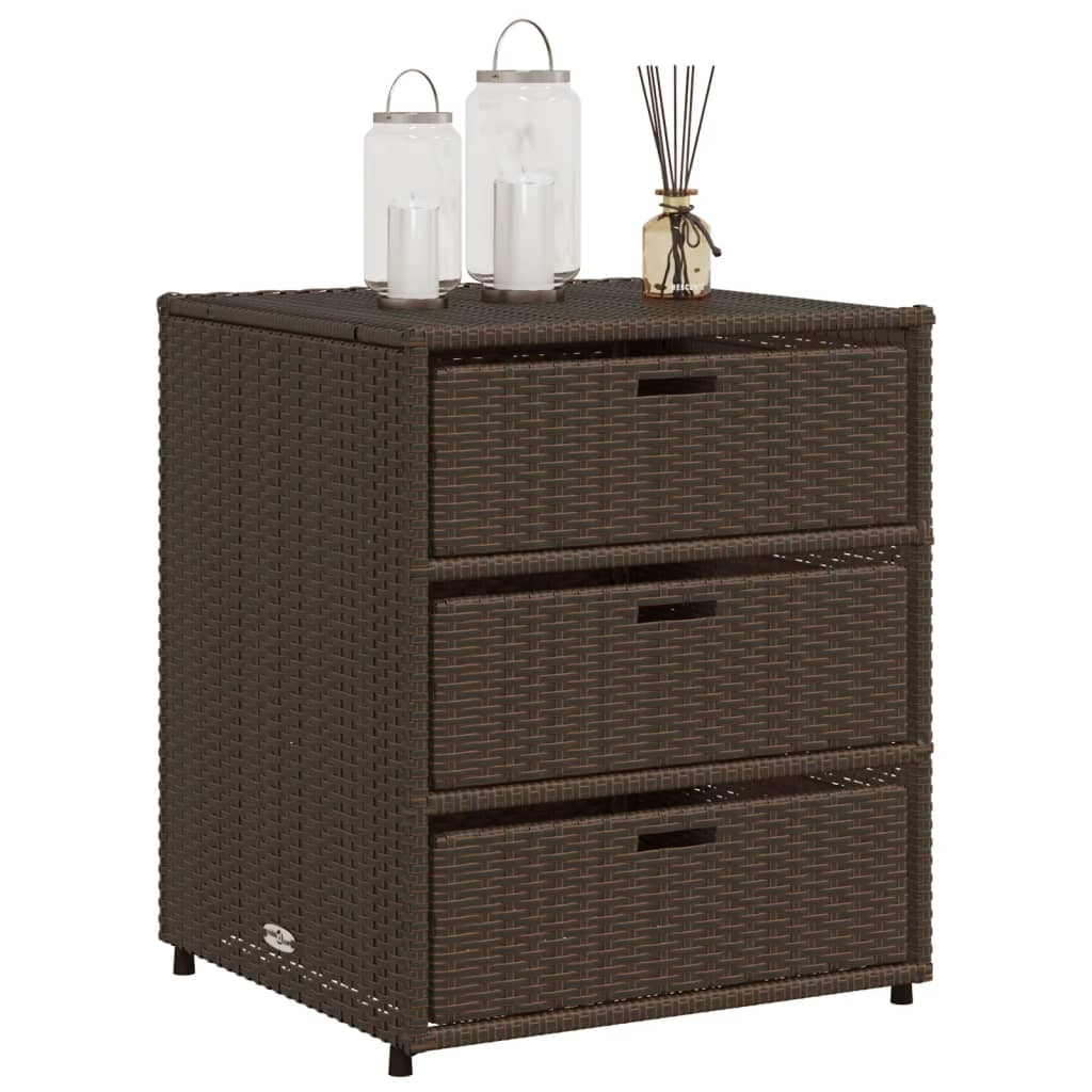 vidaXL Patio Storage Cabinet Brown 21.7"x23.2"x27.2" Poly Rattan