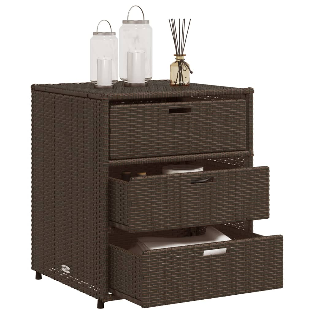 vidaXL Patio Storage Cabinet Brown 21.7"x23.2"x27.2" Poly Rattan