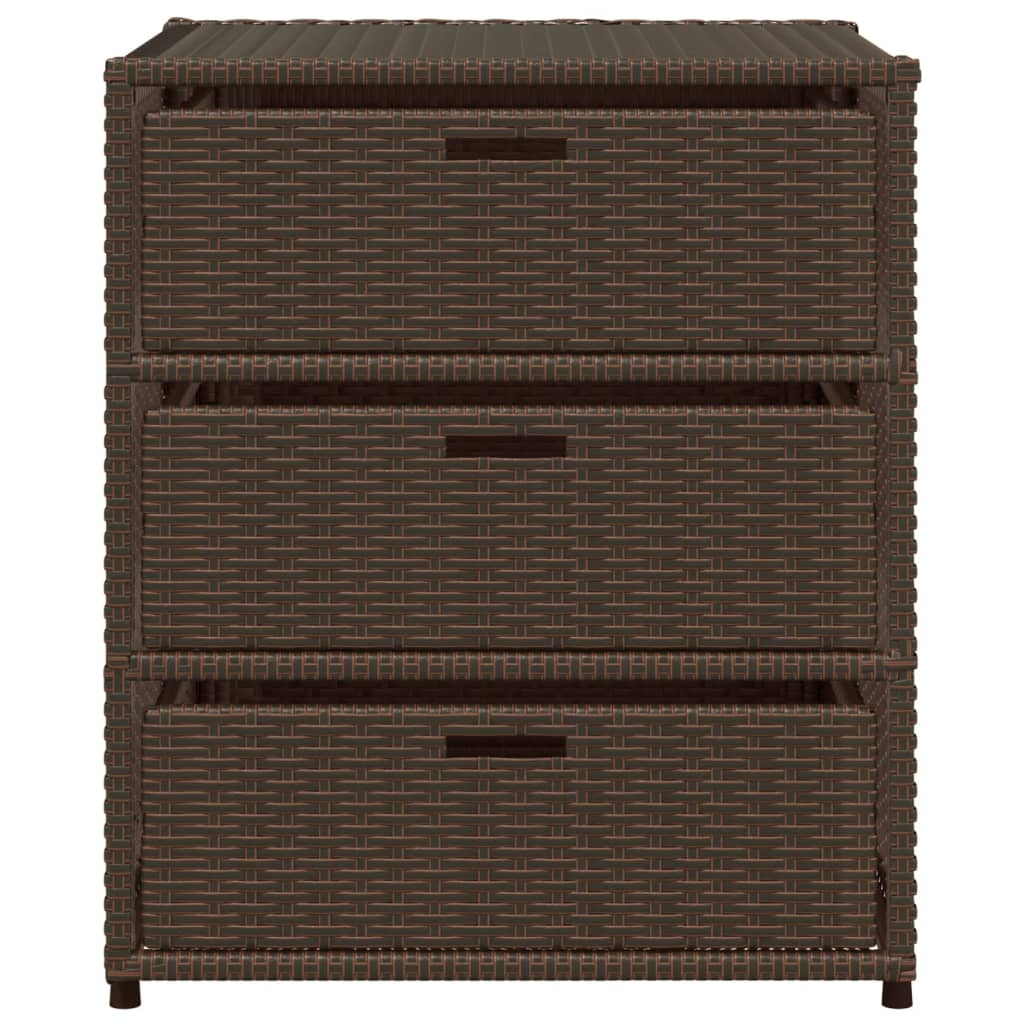 vidaXL Patio Storage Cabinet Brown 21.7"x23.2"x27.2" Poly Rattan